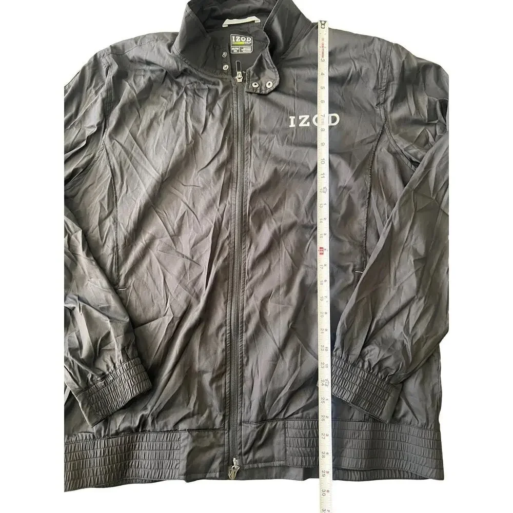 IZOD Golf Men’s Full Zip Windbreaker Jacket Black XXL Lightweight